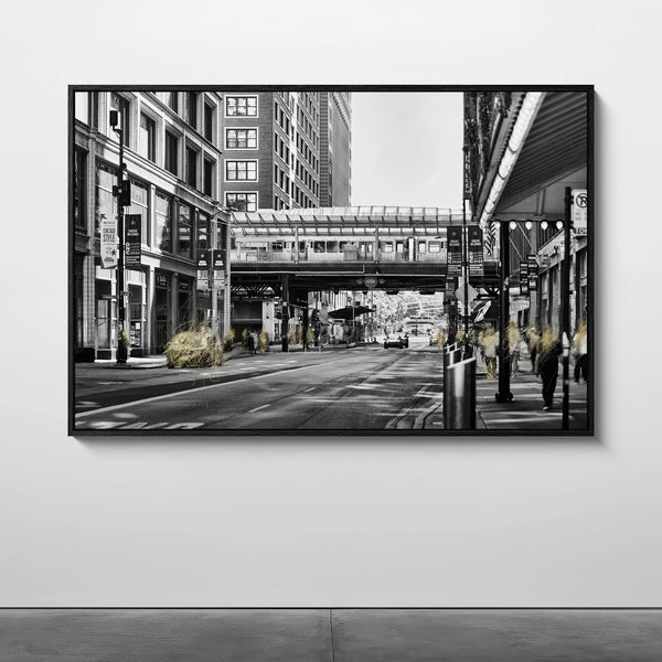 Mise en situation — Tirage d'art noir et blanc Fortune 16, Chicago, PRLXY