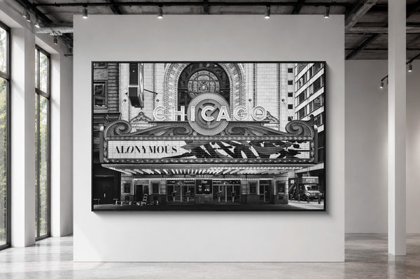 Mise en situation grand format — Tirage d'art noir et blanc Fortune 17, Chicago, PRLXY